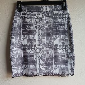 Daisy Street Anime Black and White Pencil Mini Skirt Sz M